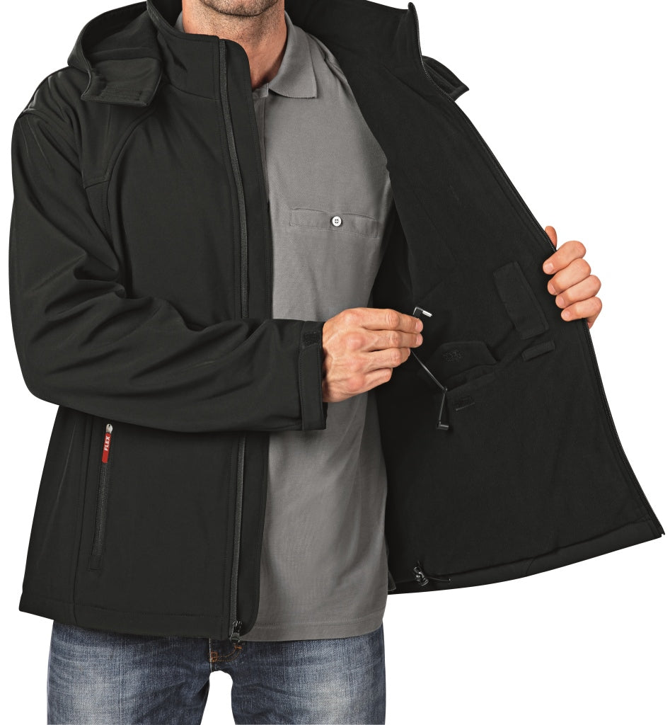 Veste thermique chauffante à batterie FLEX TJ 10.8/18.0 noire unisexe