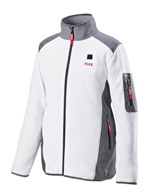 Veste polaire thermique à piles FLEX TF blanche 10.8/18.0 pour homme